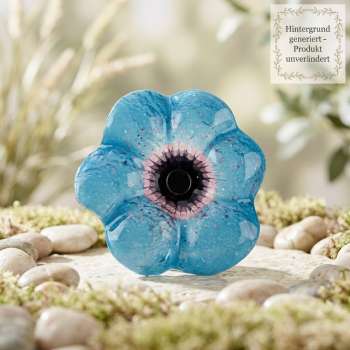 Zauberhafter Gartenstecker Glasblume hellblau -  ca. 100 cm - Gartendekoration